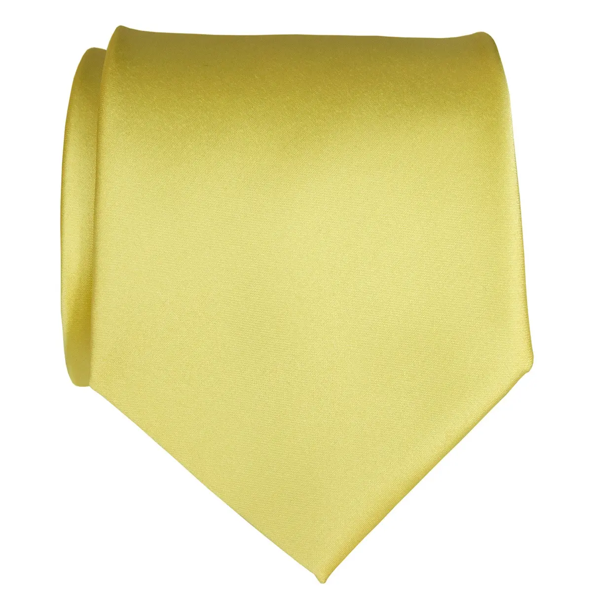 Butter Necktie. Light Yellow Solid Color Satin Finish Tie, No Print 1