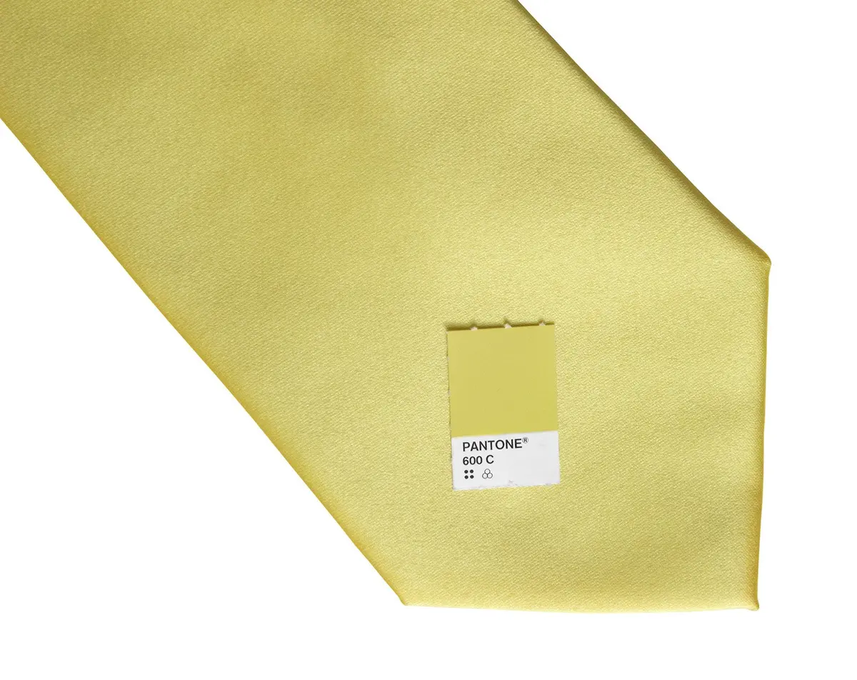 Butter Necktie. Light Yellow Solid Color Satin Finish Tie, No Print 2