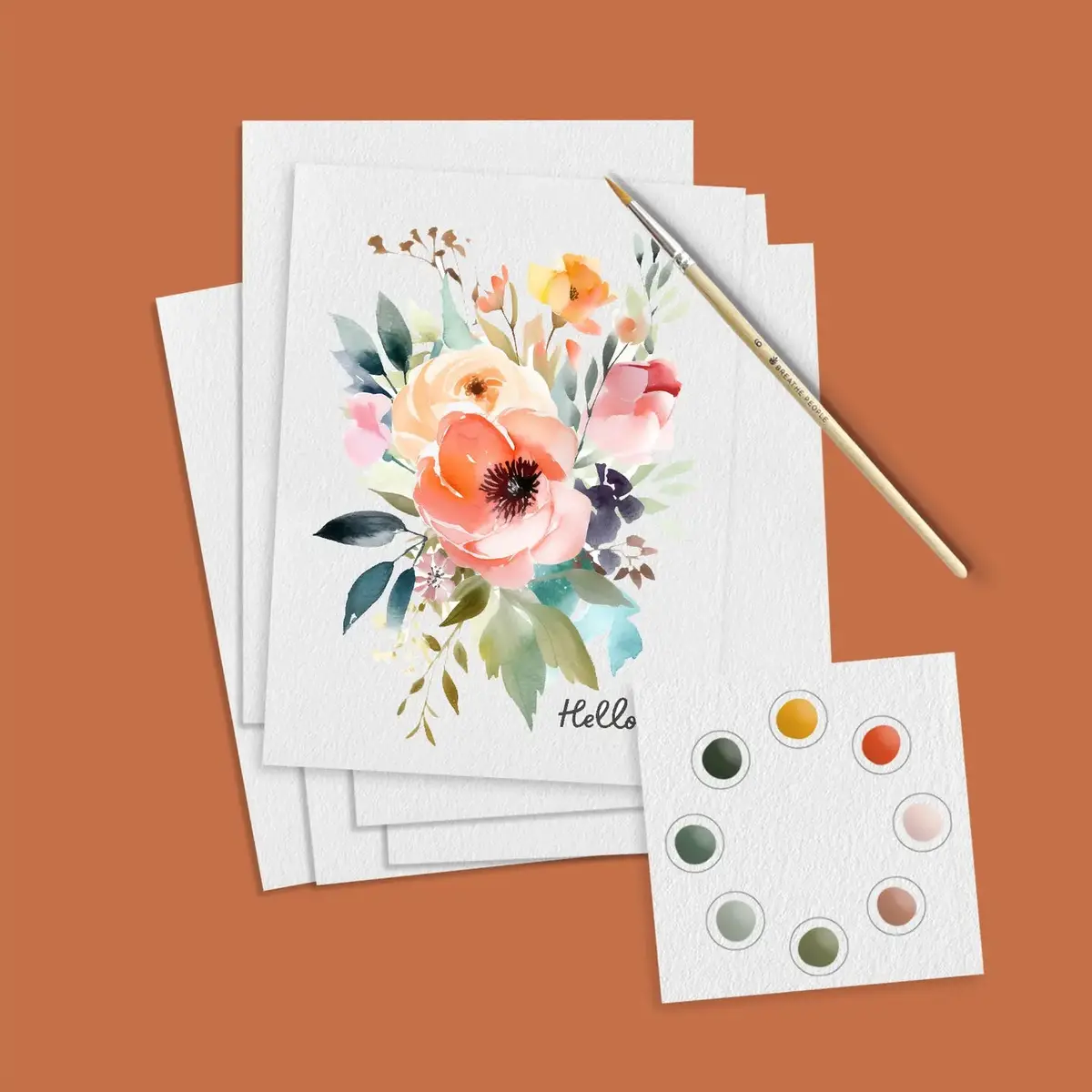Watercolor Hand-Painted Postcard Kit - Botanicals 1