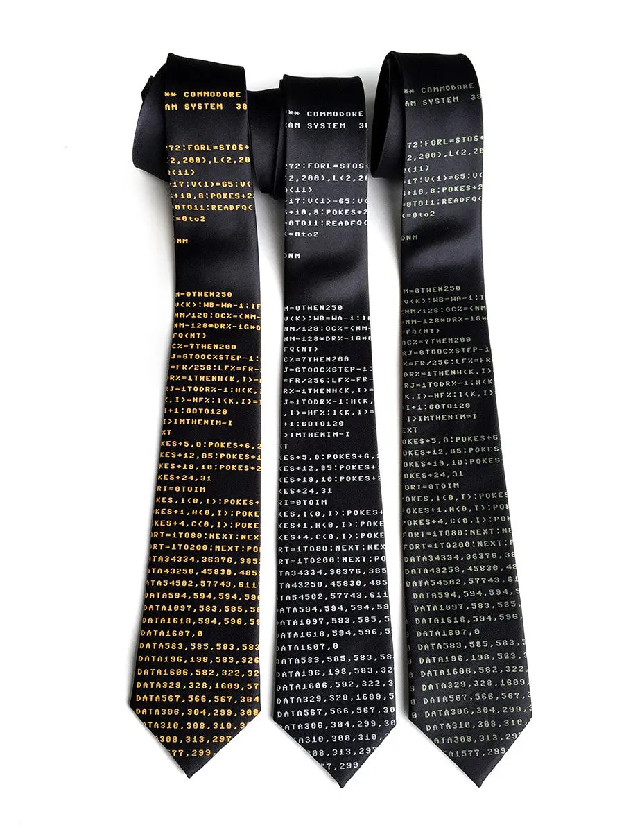 C64 Silk Necktie. Basic Code Commodore Tie. 1
