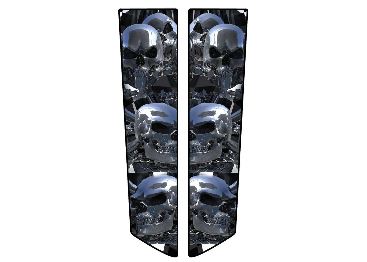 Chrome Skull Racing Hood Stripes Vinyl Decal – Set Of 2 2