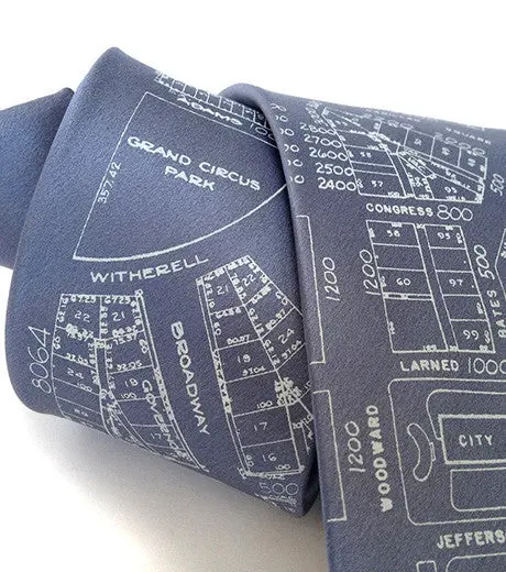 Detroit Map Tie, Campus Martius Necktie 1