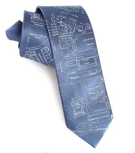 Detroit Map Tie, Campus Martius Necktie 2