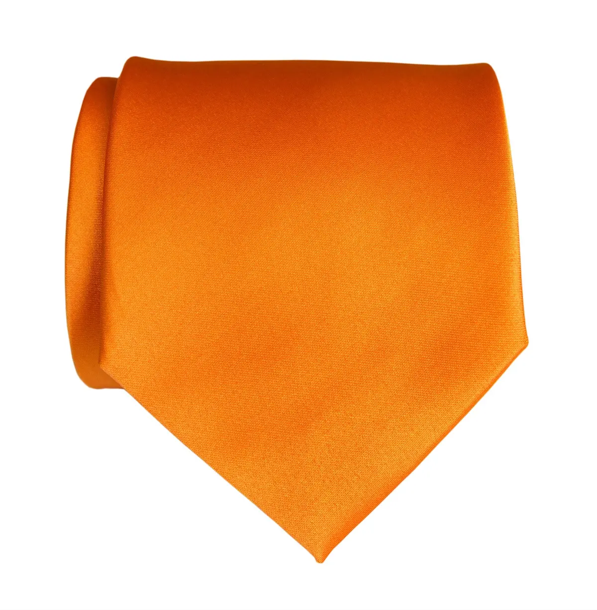 Carrot Orange Necktie. Solid Color Satin Finish Tie, No Print 1