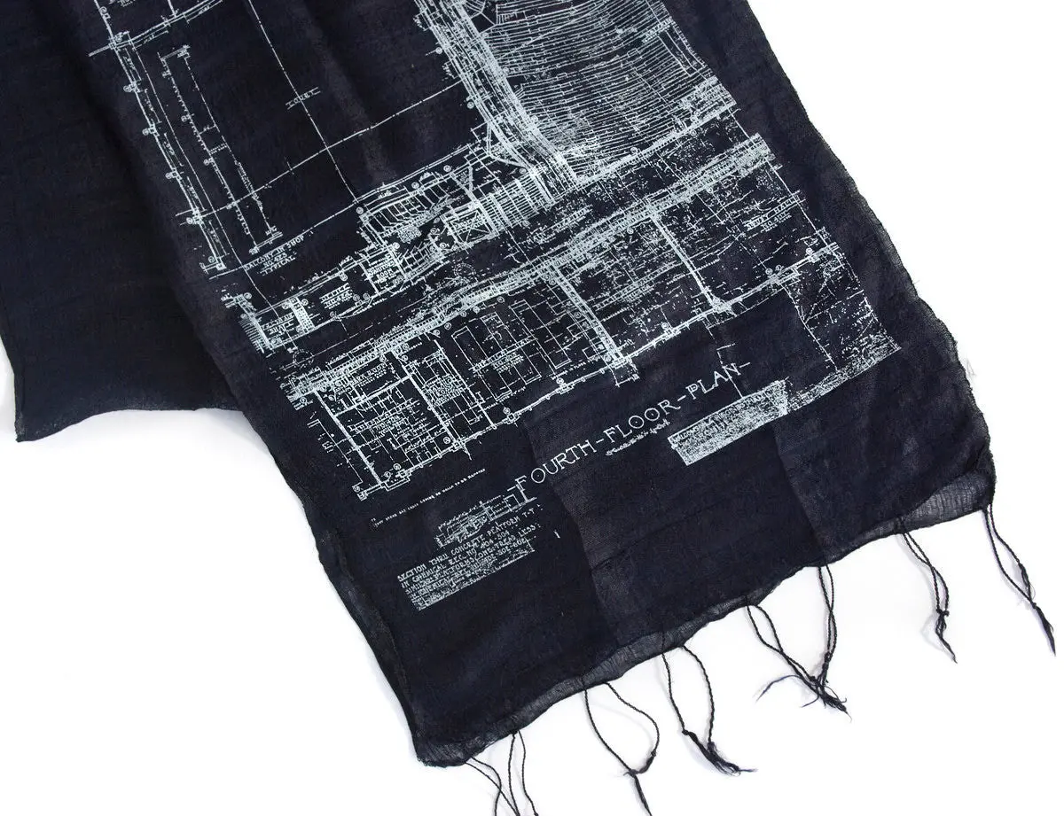 Blueprint Silk Scarf, Cass Tech Detroit 2