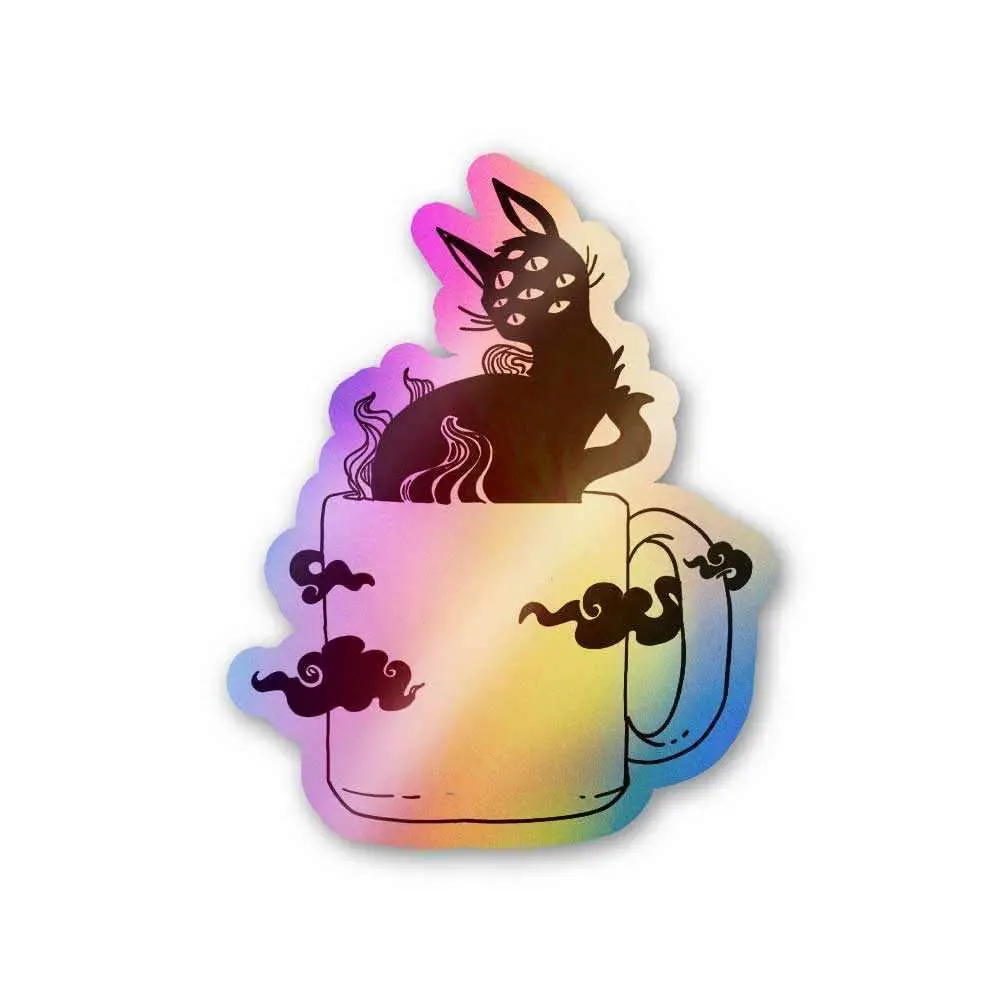 Cat With Many Eyes Holographic Stickers 1