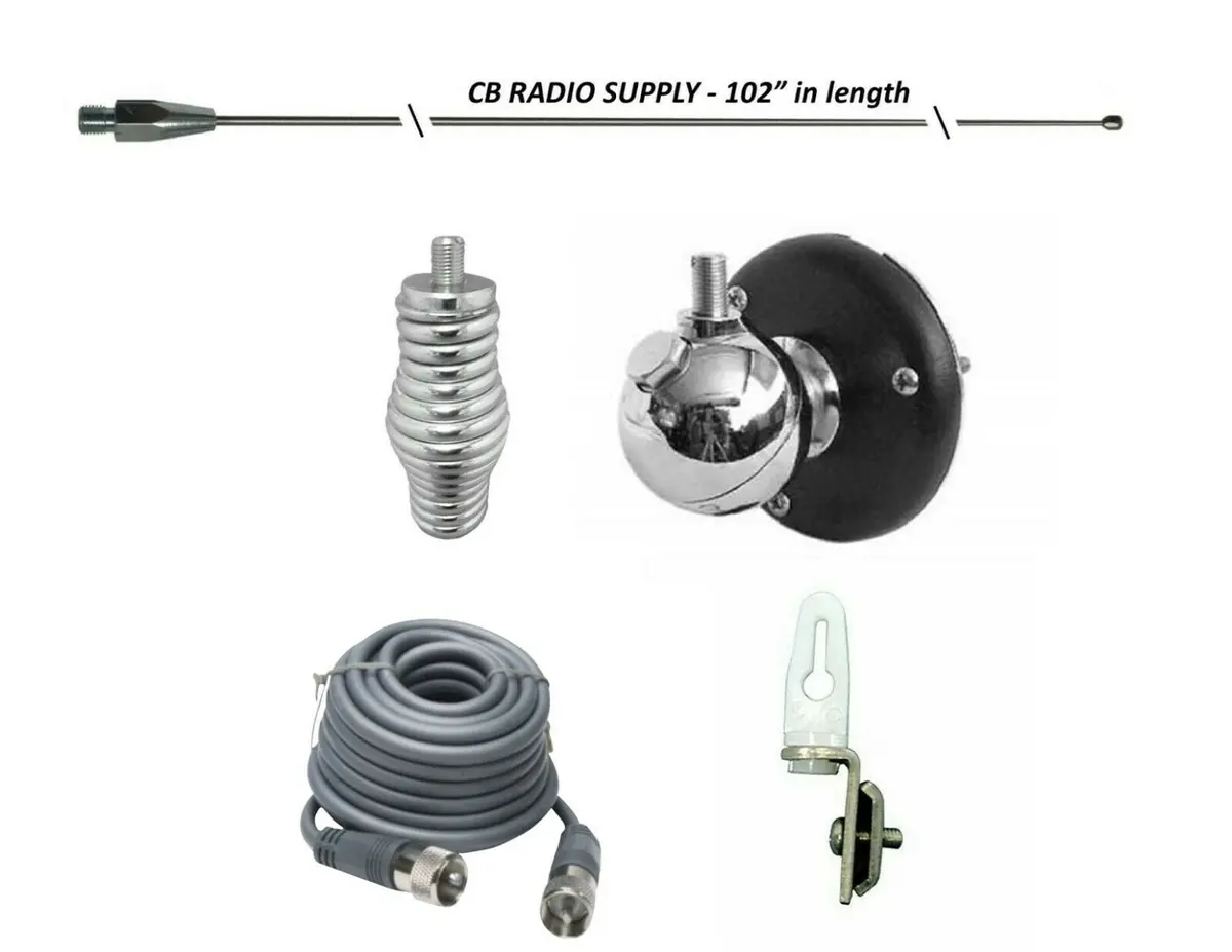 Cb Antenna Kit - Hustler 102" Cb Radio Antenna Whip & Installation Kit {Ball Mount} 1