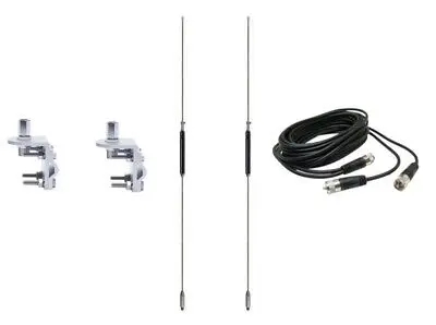 Cb Antenna Kit - Hustler Hq27 Black Dual Antenna Rg59u Cophase Coax & Brackets Combo 1
