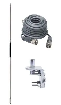 Cb Antenna Kit - Hustler Hq27 Black Single Antenna Rg8x Coax & Bracket Combo 1