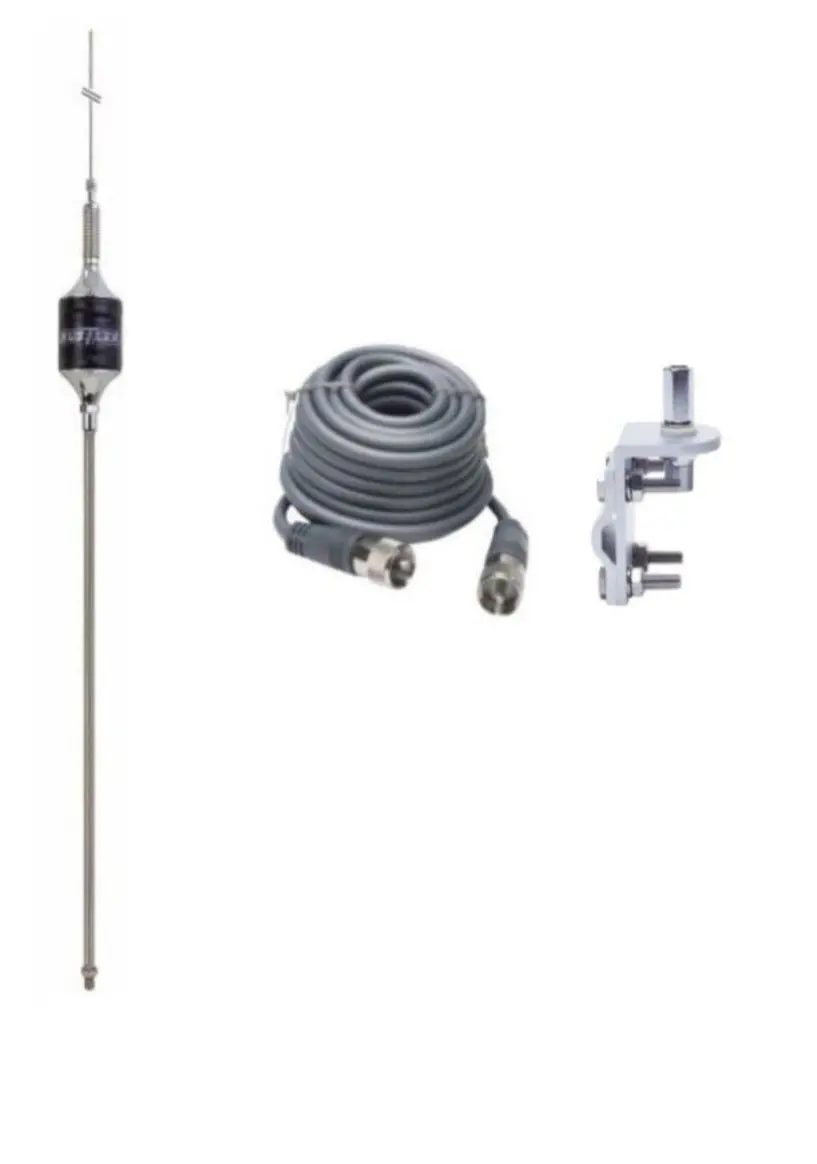 Cb Antenna Kit - Hustler Scb Black Single Antenna Rg8x Coax & Bracket Combo 1