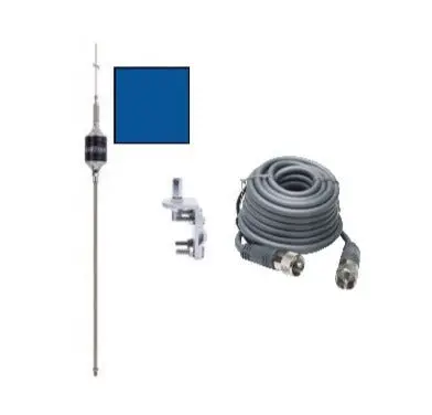 Cb Antenna Kit - Hustler Scb Blue Single Antenna Rg8x Coax & Bracket Combo 1