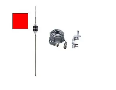 Cb Antenna Kit - Hustler Scb Red Single Antenna Rg8x Coax & Bracket Combo 1