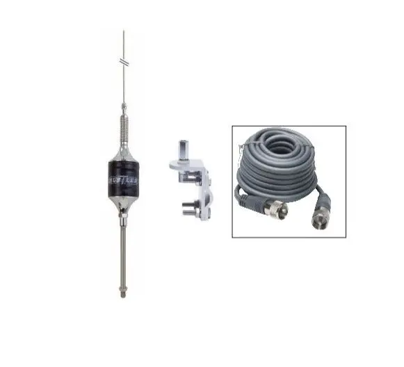 Cb Antenna Kit - Hustler Scb-S Black Single Antenna Rg8x Coax & Bracket Combo 1
