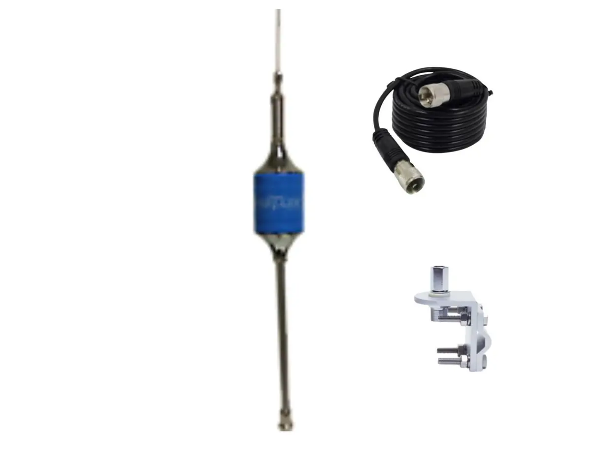 Cb Antenna Kit - Hustler Scb-S Blue Single Antenna Rg8x Coax & Bracket Combo 1