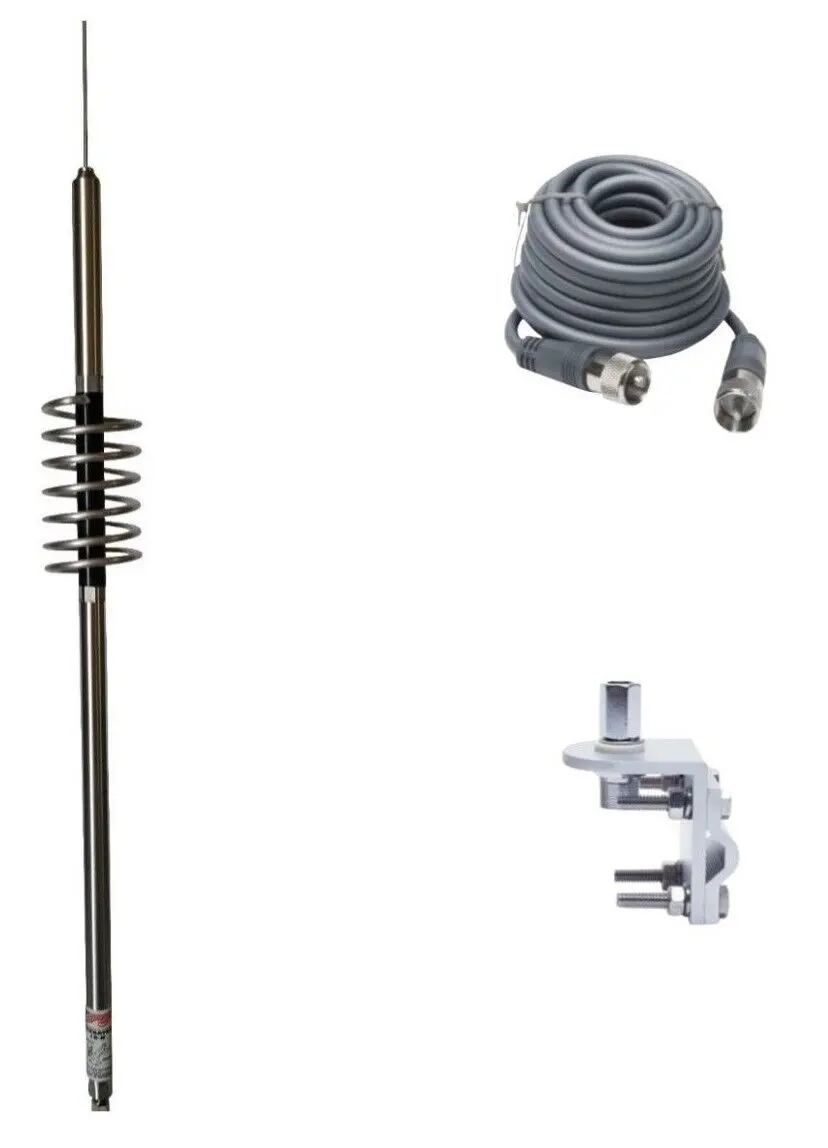 Cb Antenna Kit - Predator K-1-27 Single Antenna Rg8x Coax & Bracket Combo 1