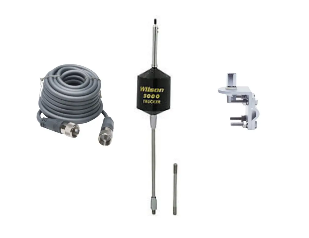 Cb Antenna Kit - Wilson T5000 Trucker Series Single Antenna Rg8x Coax & Bracket Combo 1