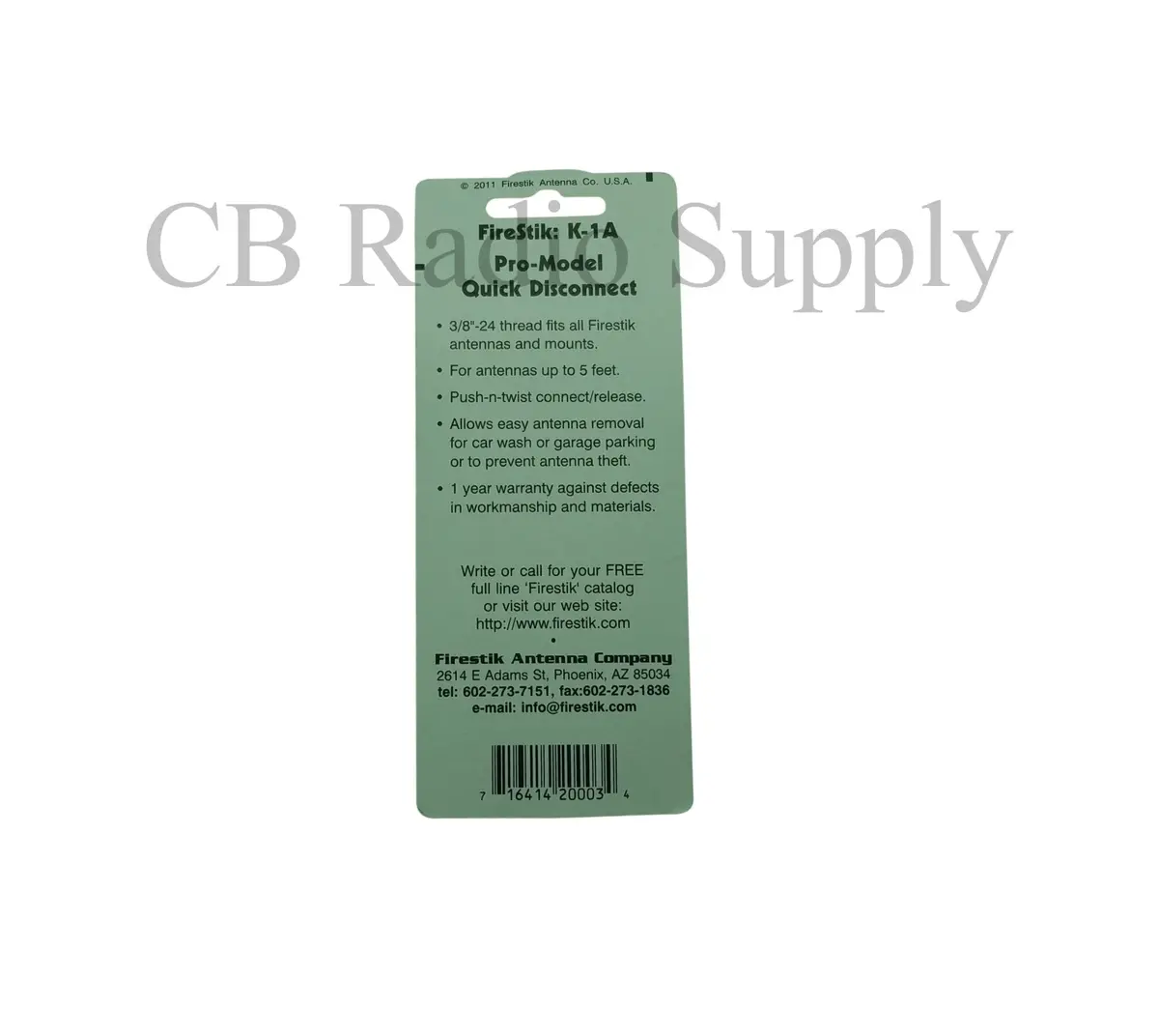 Cb Radio Accessories - Firestik K-1A Internal Cb Radio Antenna Quick Disconnect Mount 2