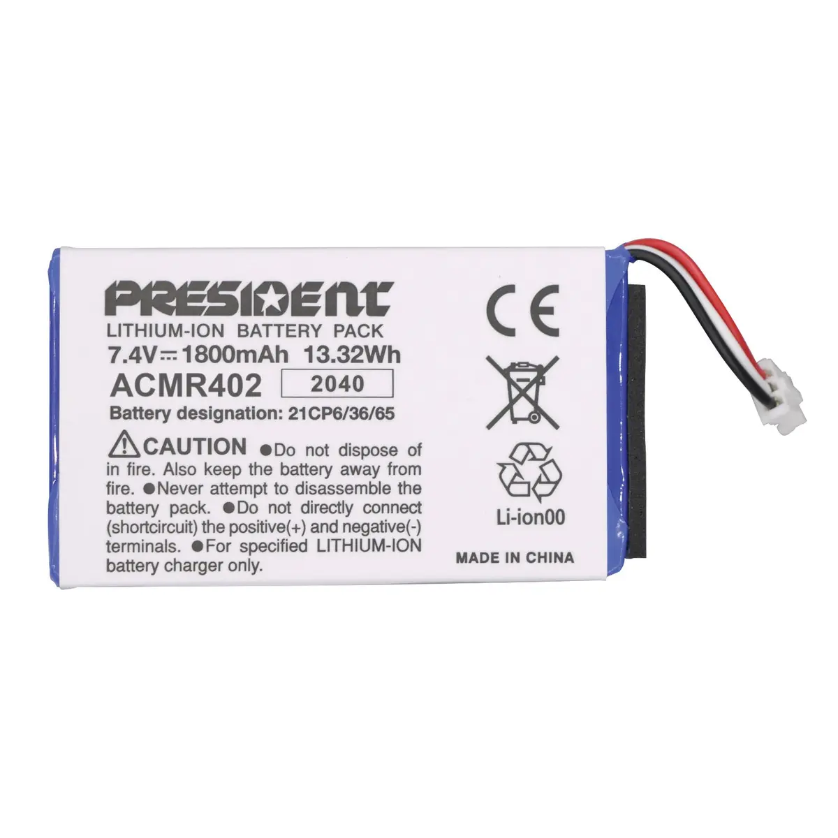 Cb Radio Accessories - President Acmr402 Randy Replacement Lithium Ion Battery Pack 1