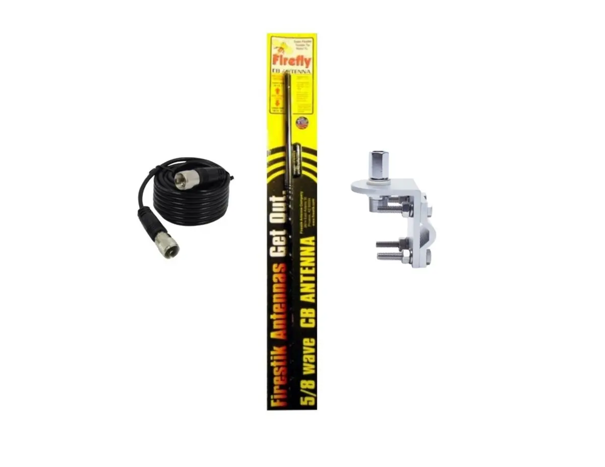 Cb Radio Antenna - Firestik Firefly Fl-3 Black Combo Kit With 18' Rg58 Coax And Mount 1