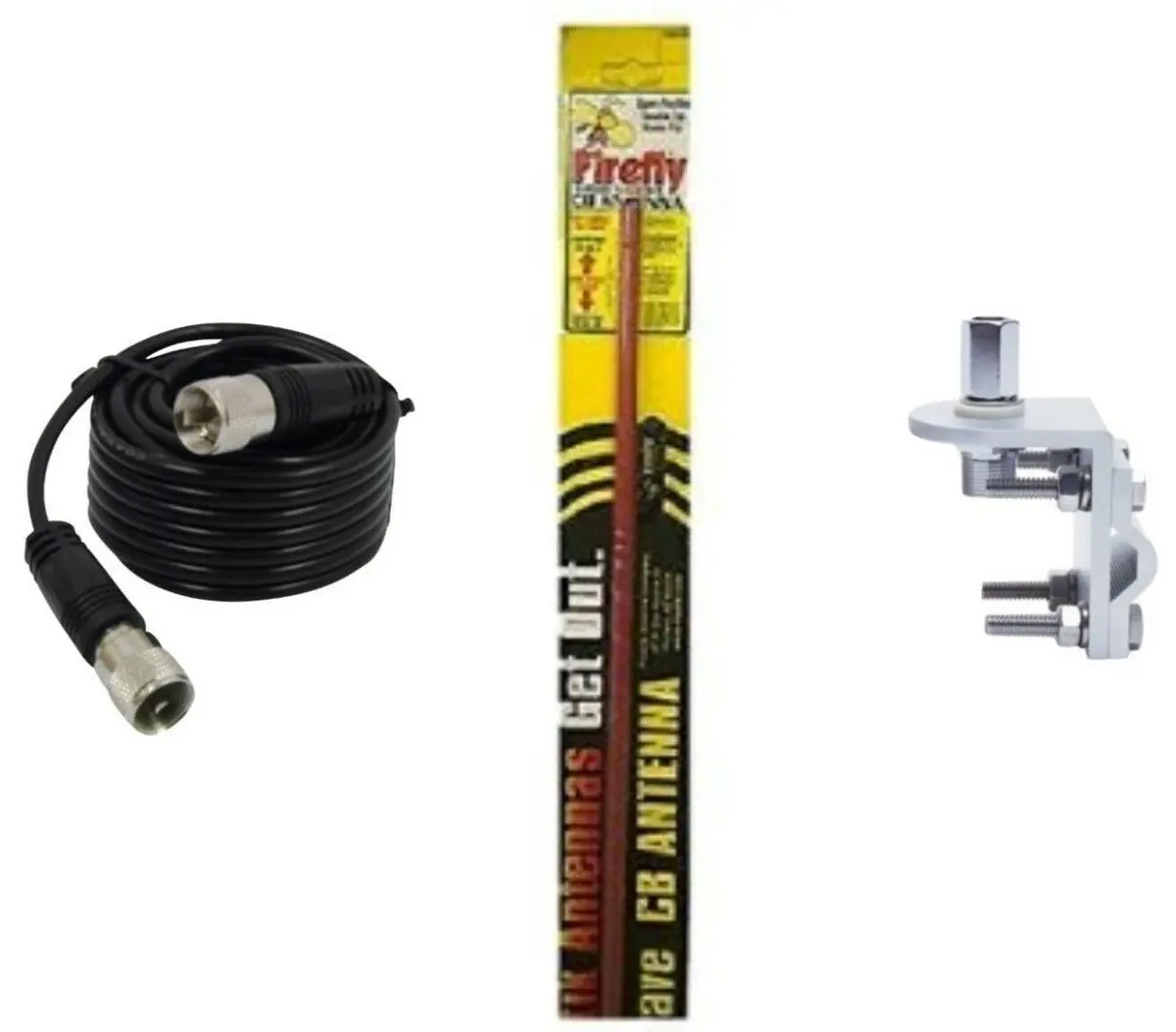 Cb Radio Antenna - Firestik Firefly Fl-3 Red Combo Kit With 18' Rg58 Coax And Mount 1