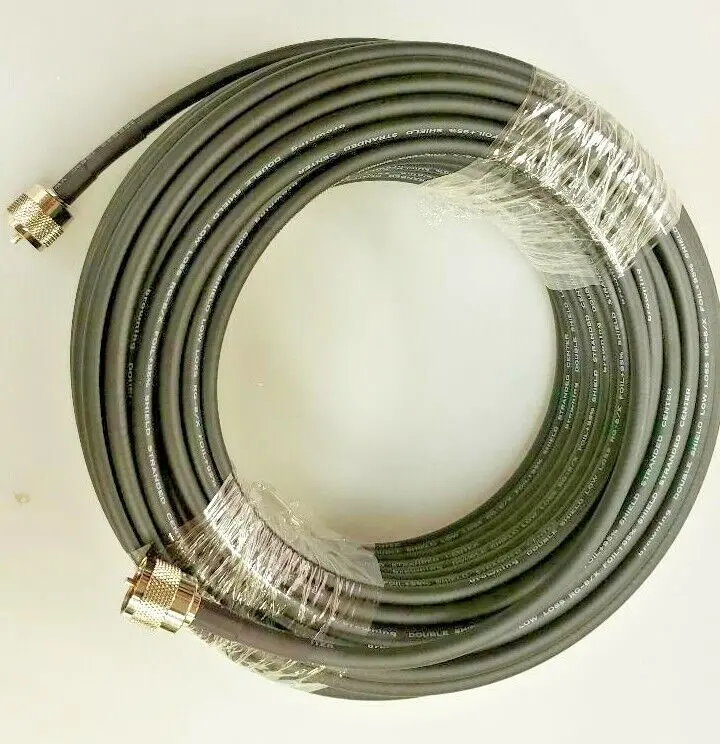 Cb Radio Coax Cable - 50' Double Shielded Rg8x Tram Browning Base Coax Cable With Pl259 Connectors 1