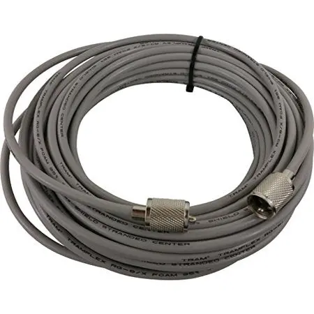 Cb Radio Coax Cable - 75' Double Shielded Rg8x Grey Tram Browning Base Coax Cable With Pl259 Connectors 1