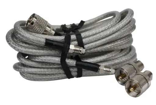 Cb Radio Coax Cable - Procomm Pr18-Sd8xn13 18 Foot Clear Dual Co-Phase Rg8x Coax Cable W/ Removable Pl-259 Connectors 1