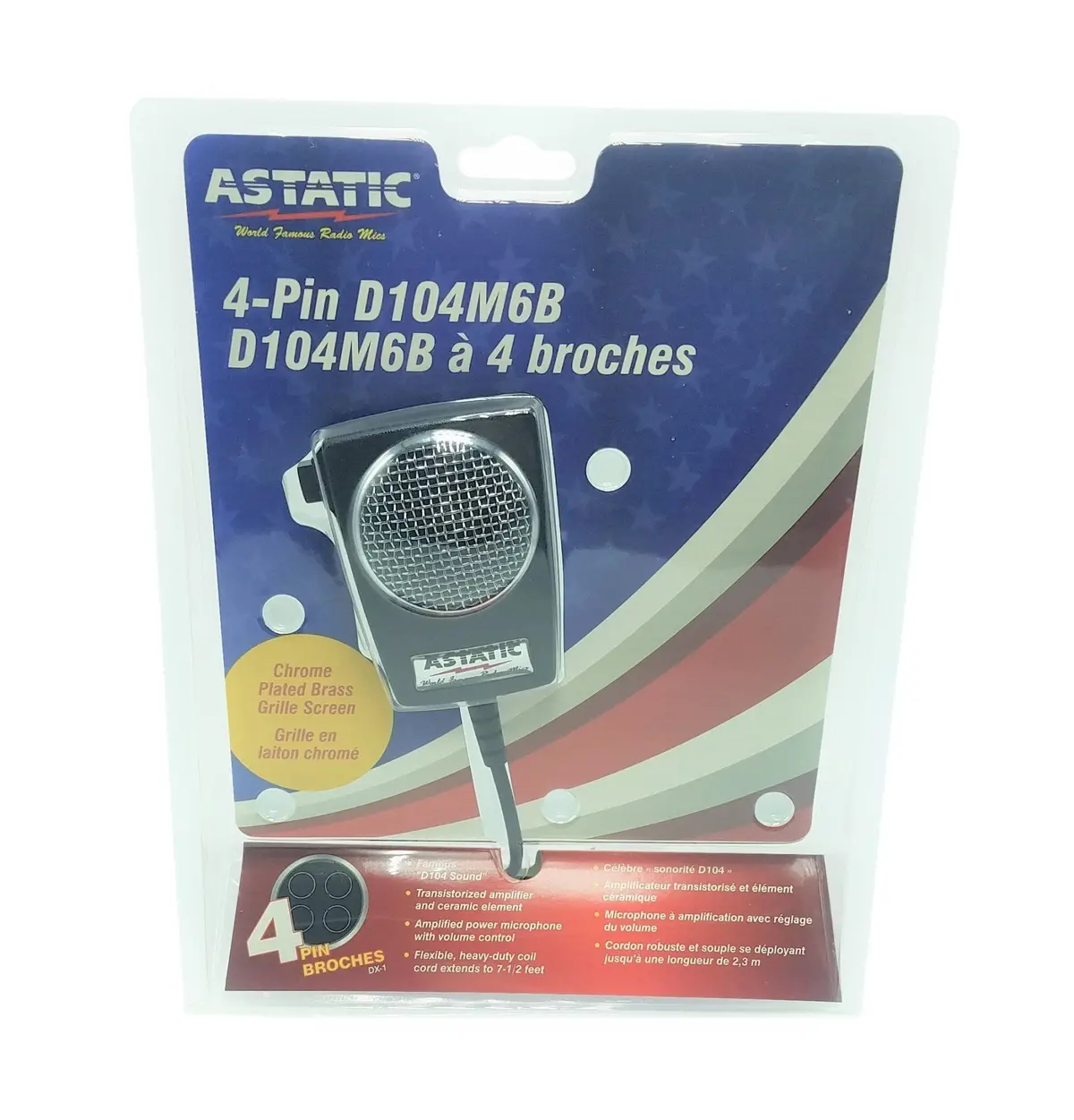 Cb Radio Microphone - Astatic Amplified D104m6b Ceramic Power 4-Pin 1