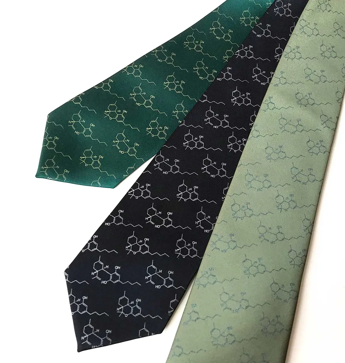 Cbd + Thc Molecule Necktie. Cannabis Chemistry Tie 1