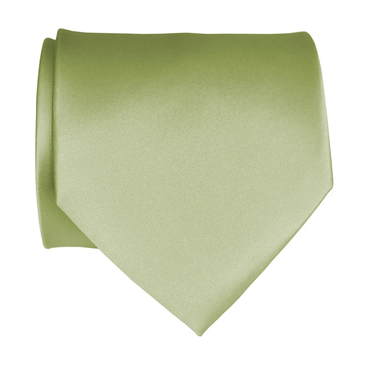 Celery Green Necktie. Solid Color Satin Finish Tie, No Print 1