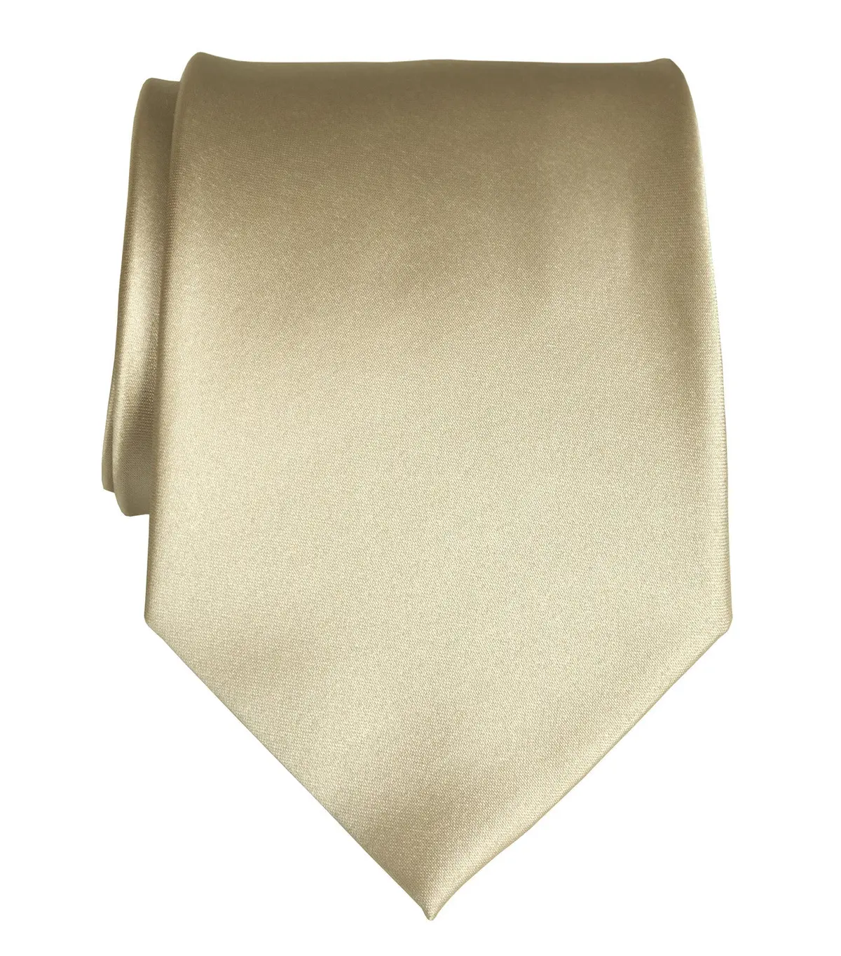 Champagne Necktie. Light Tan Solid Color Satin Finish Tie, No Print 1