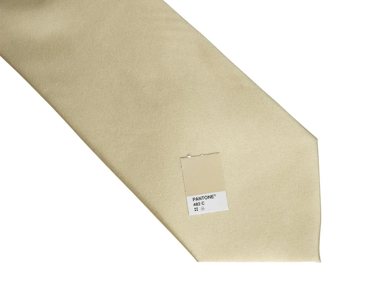 Champagne Necktie. Light Tan Solid Color Satin Finish Tie, No Print 2