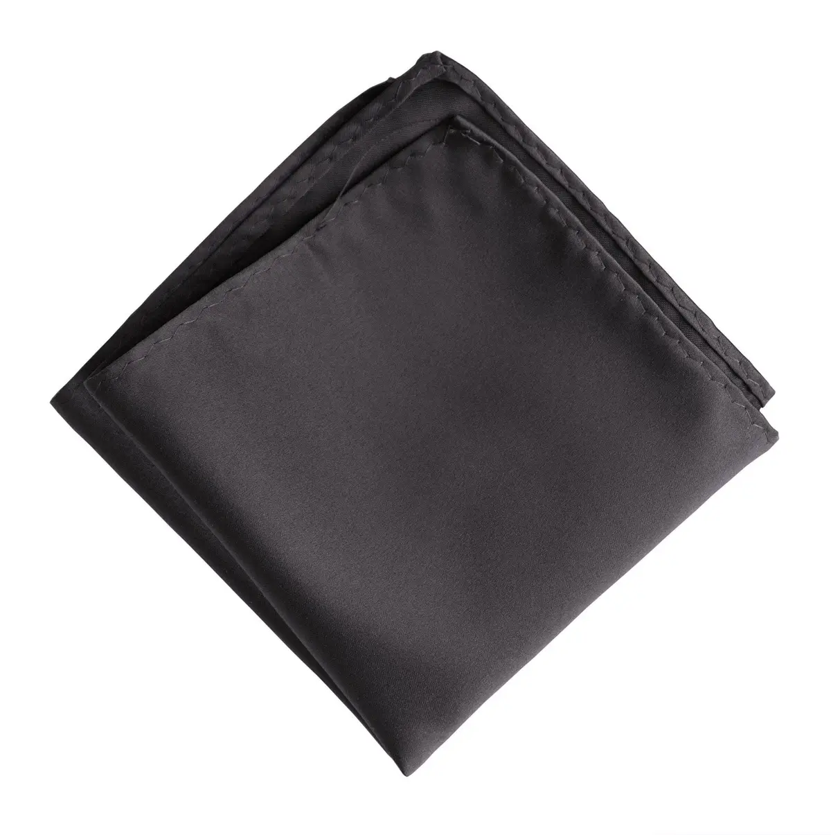Charcoal Pocket Square. Solid Color Dark Grey Satin Finish, No Print 1