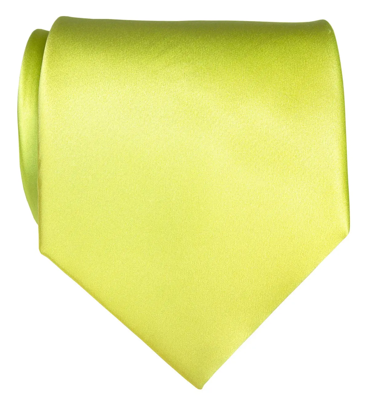 Chartreuse Necktie. Yellow-Green Solid Color Satin Finish Tie, No Print 1