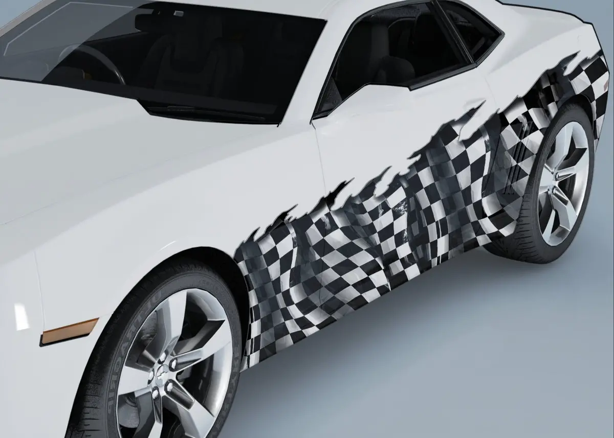 Checkered Flag Half Wrap Vinyl Decal For Cars & Trucks 1