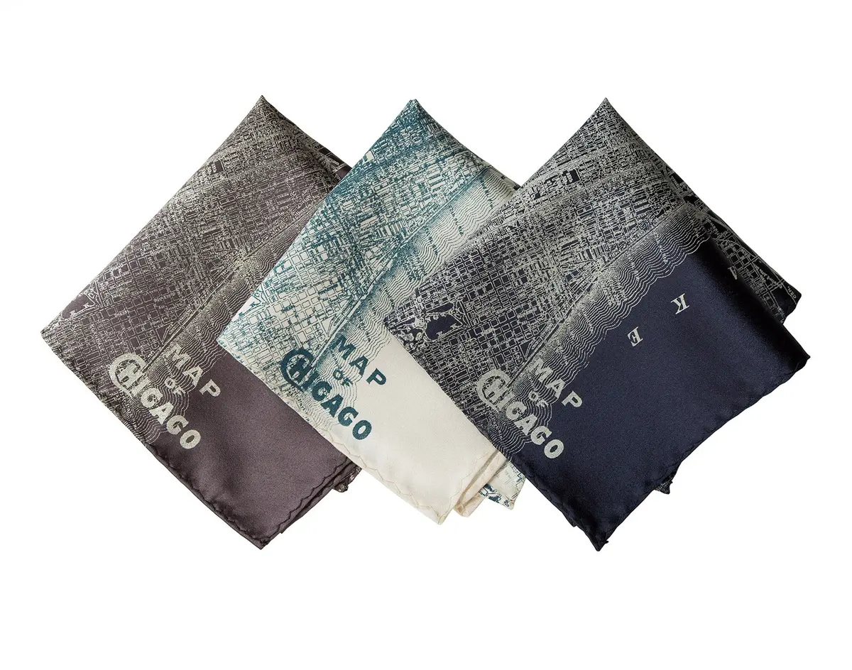 Chicago Map Pocket Square. Vintage City Map Print 1
