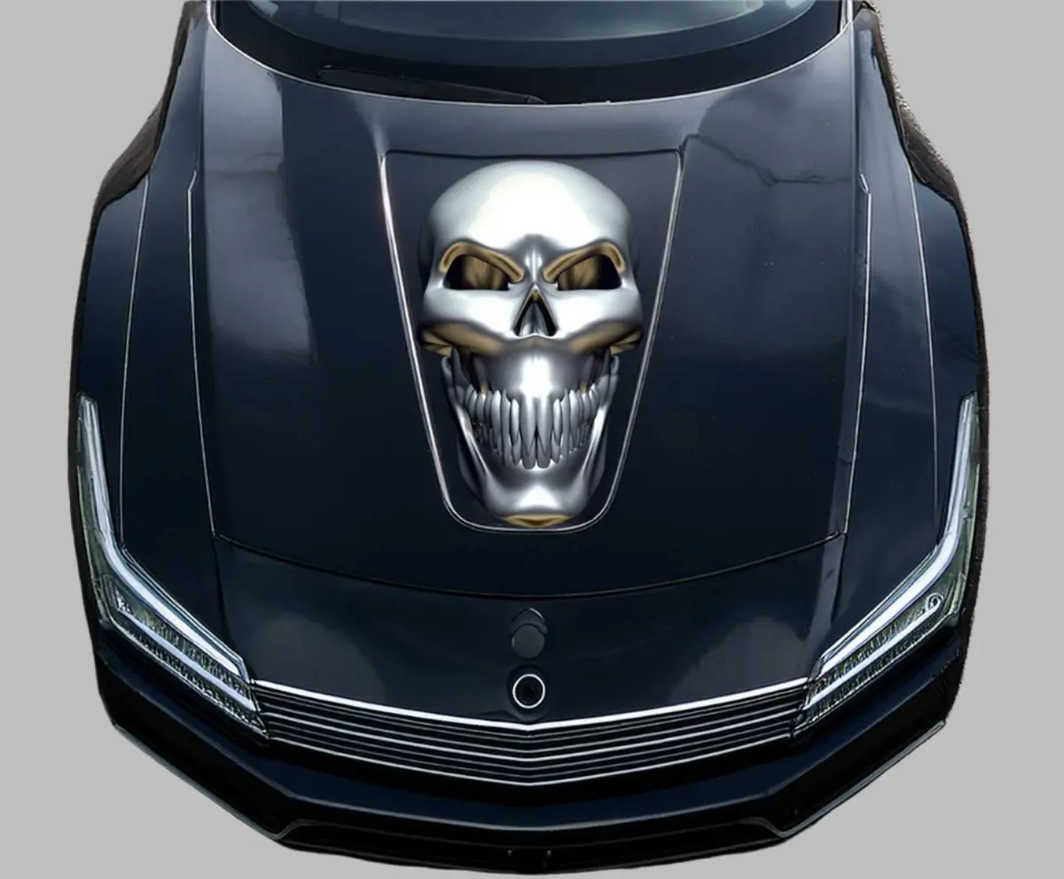 Chrome Skull Vinyl Decal For Car Hood Truck Tailgate 1