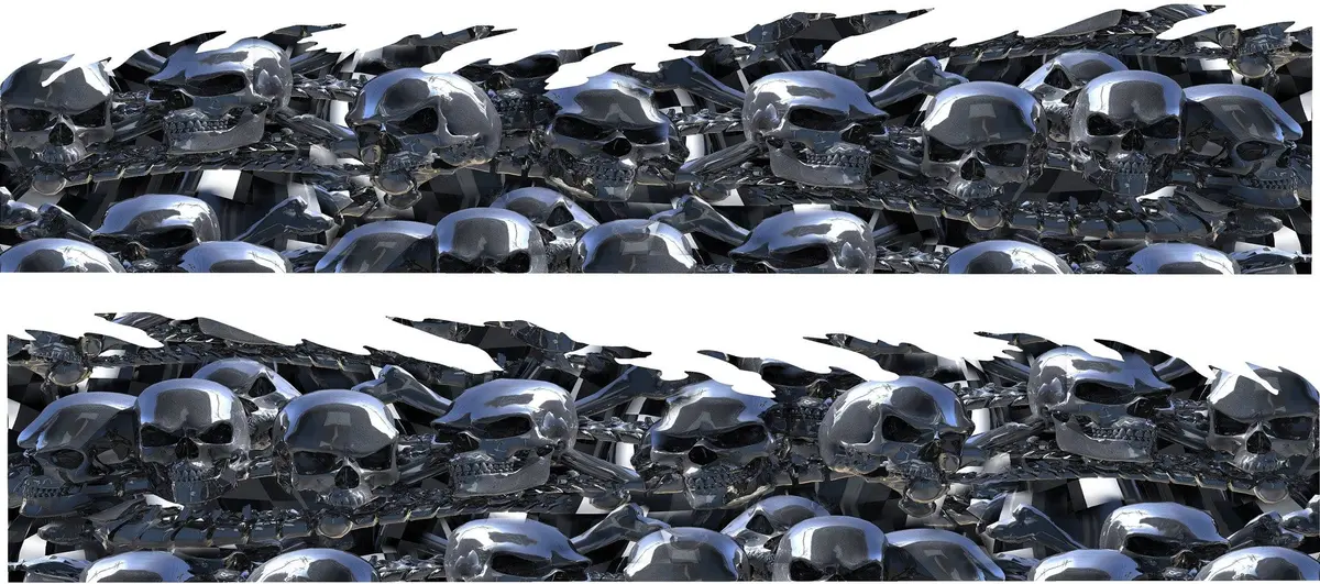 Chrome Skull Flames Half Wrap For Cars & Trucks 5