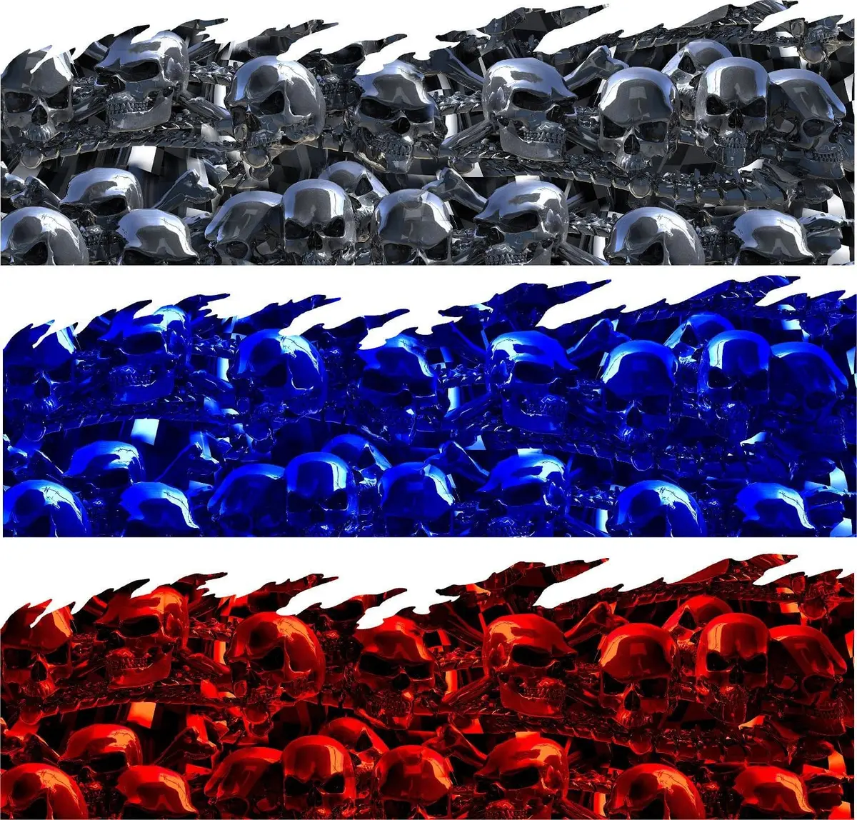 Chrome Skull Flames Half Wrap For Cars & Trucks 6