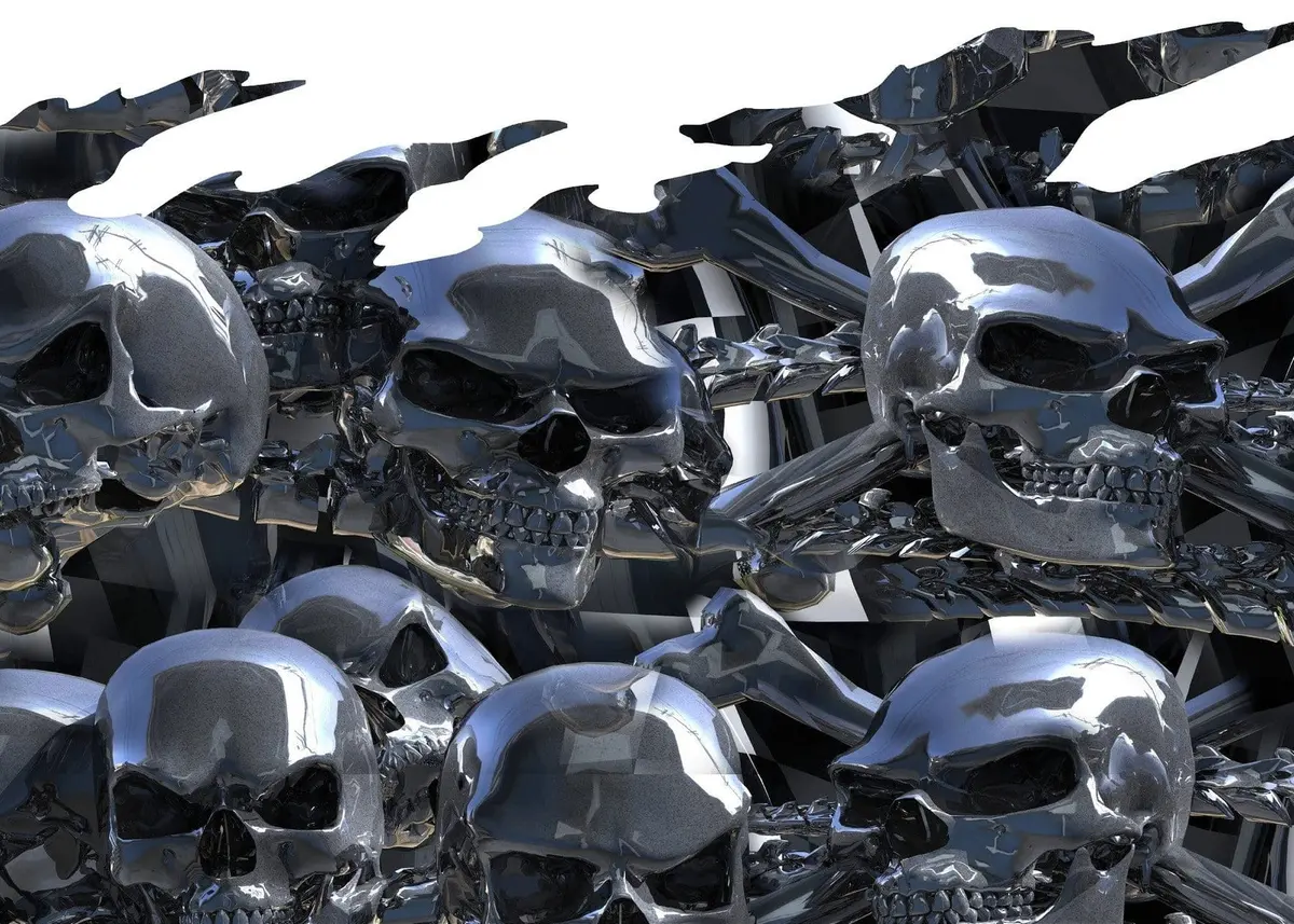 Chrome Skull Flames Half Wrap For Cars & Trucks 4