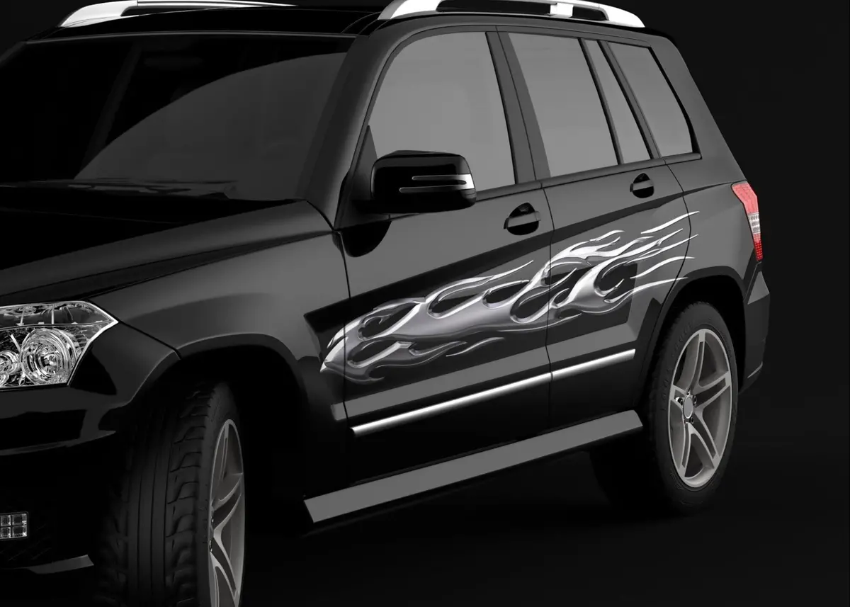 Chrome Flames Vinyl Decals – Set Of 2 For Cars & Trucks B863 1