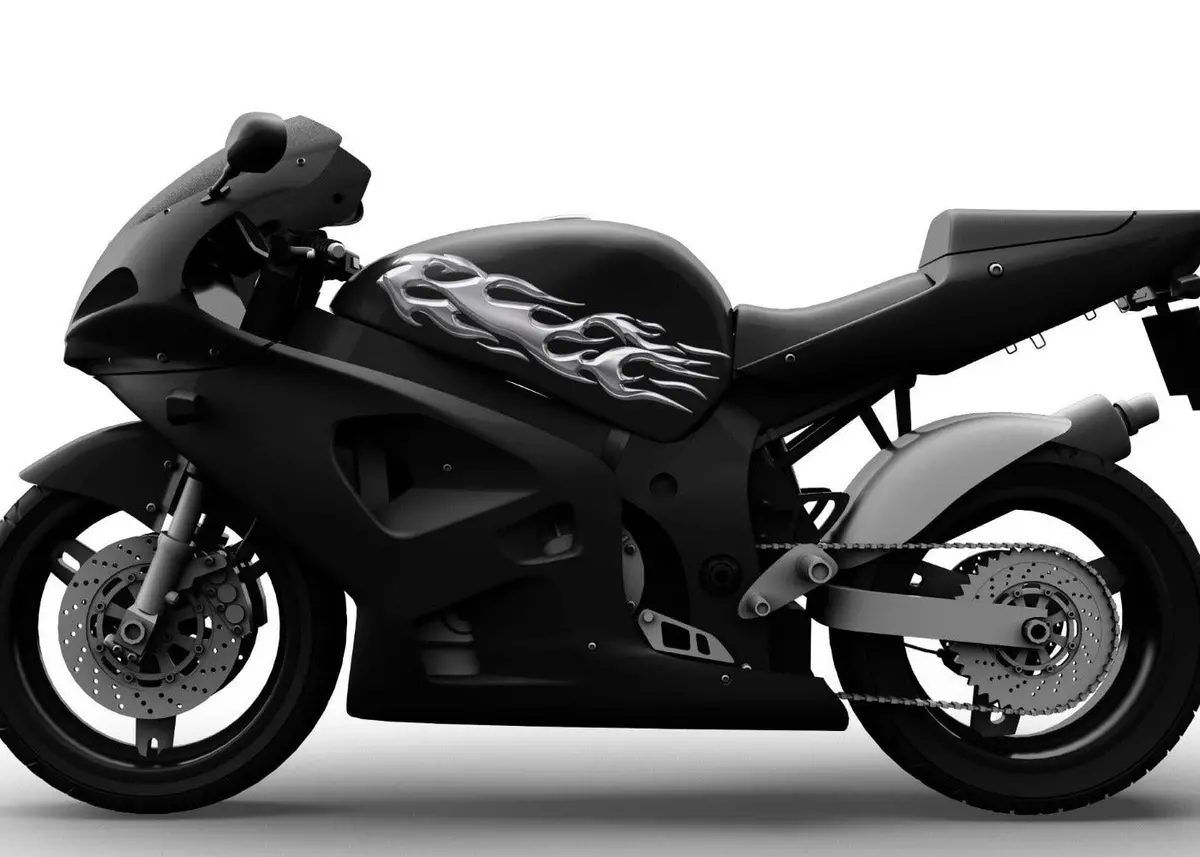 Classic Chrome Flame Motorcycle Decal Set B863 1