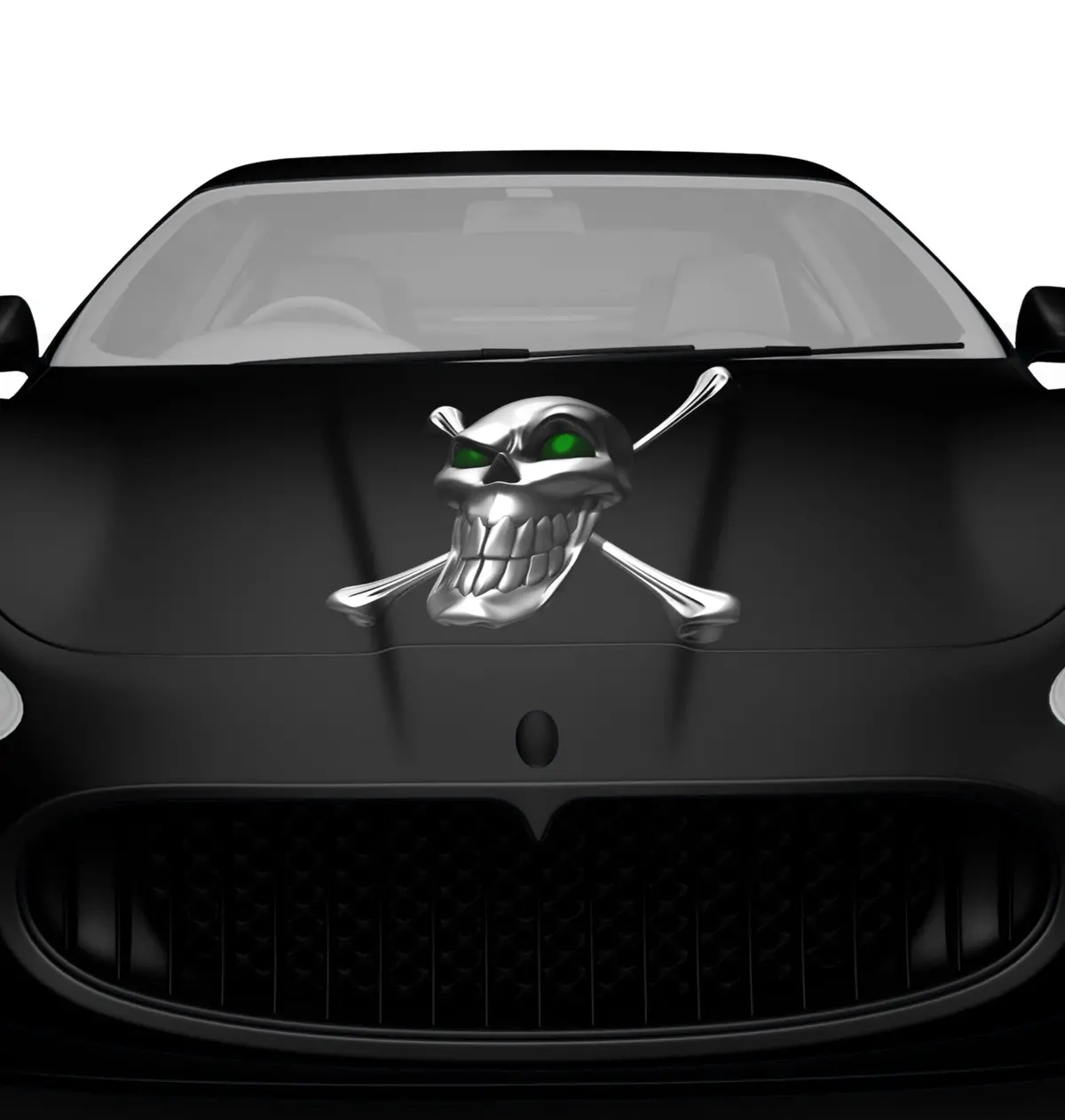 Chrome Skull & Bones Graphic Decal For Car Hood 2