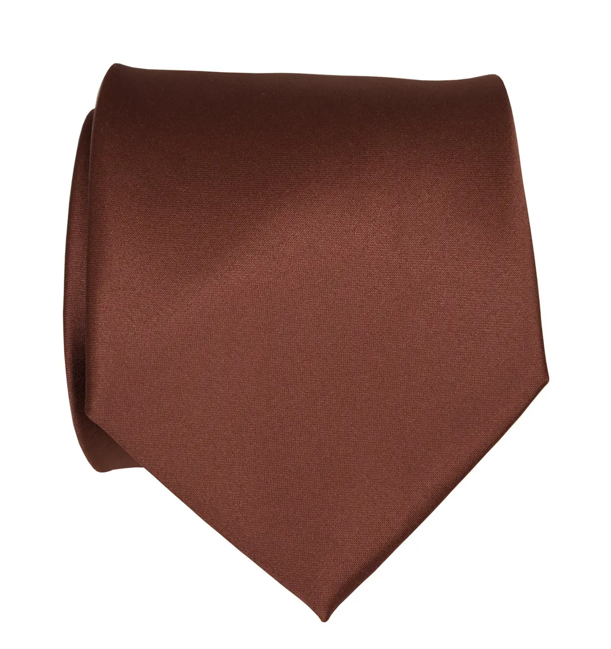Cinnamon Necktie. Solid Color Medium Brown Satin Finish Tie, No Print 1