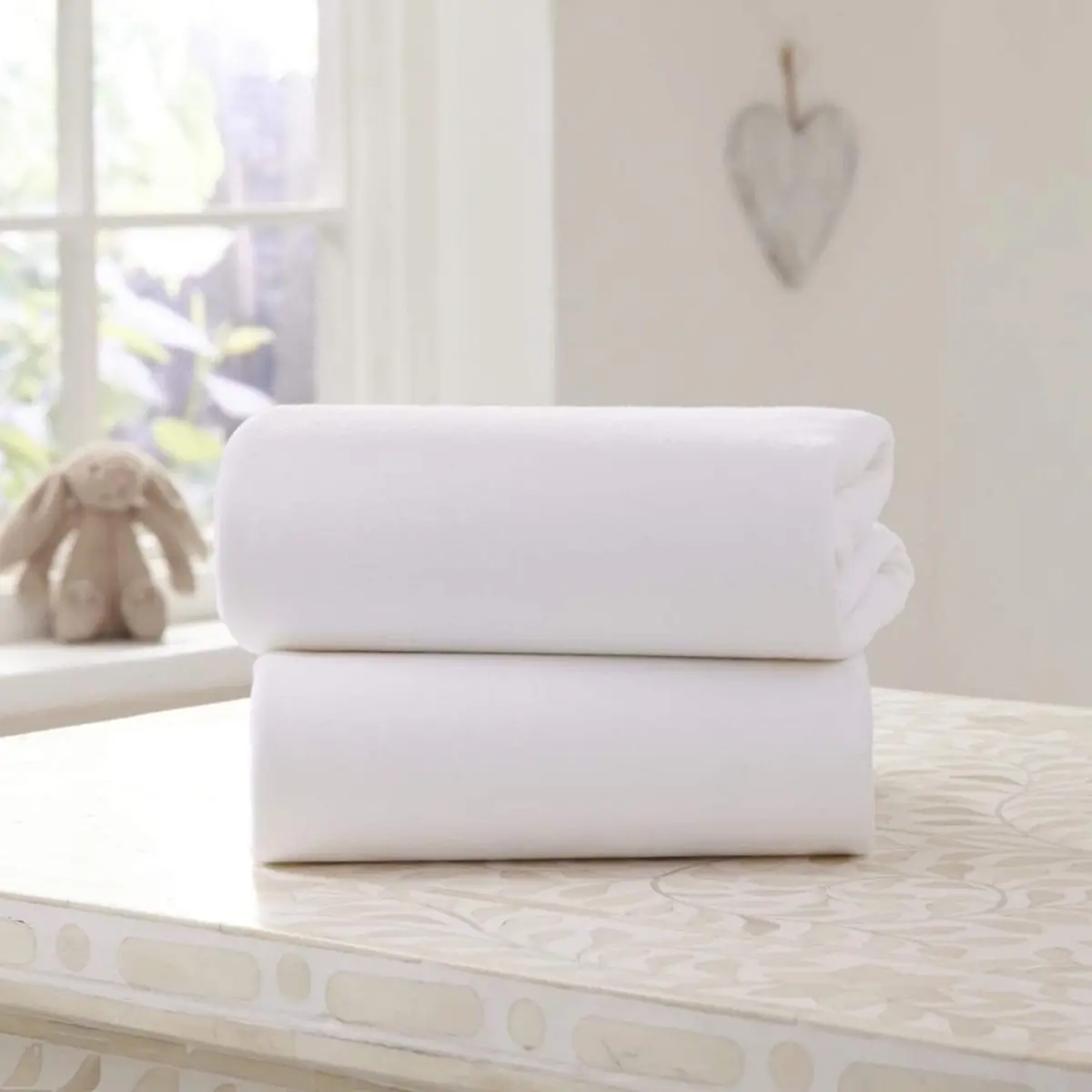 Clair De Lune 2 Pack Universal Bedside Crib Fitted Sheets White 1