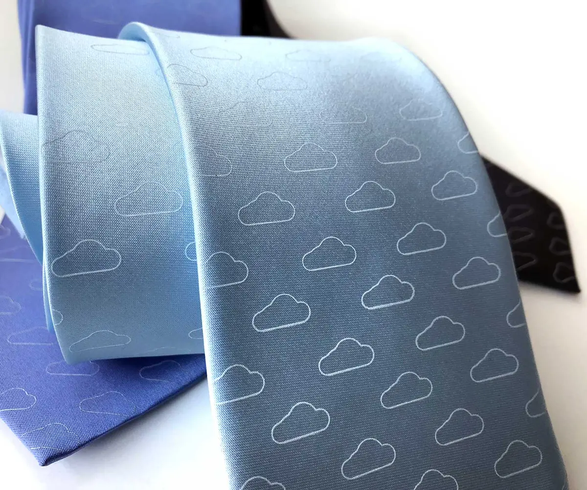 Cloud Print Necktie, Partly Cloudy Print Tie 2