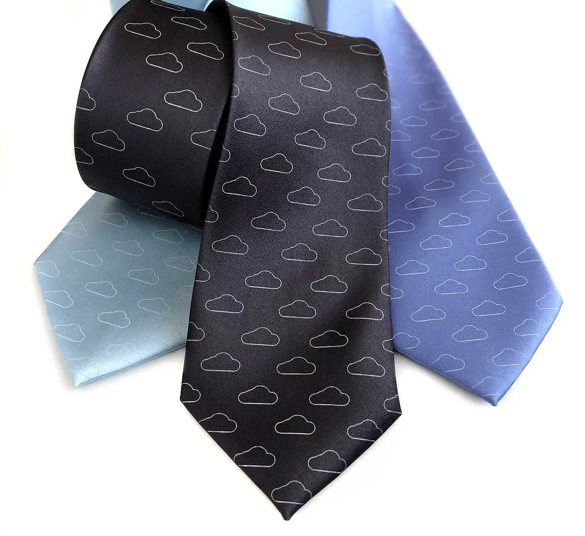 Cloud Print Necktie, Partly Cloudy Print Tie 1
