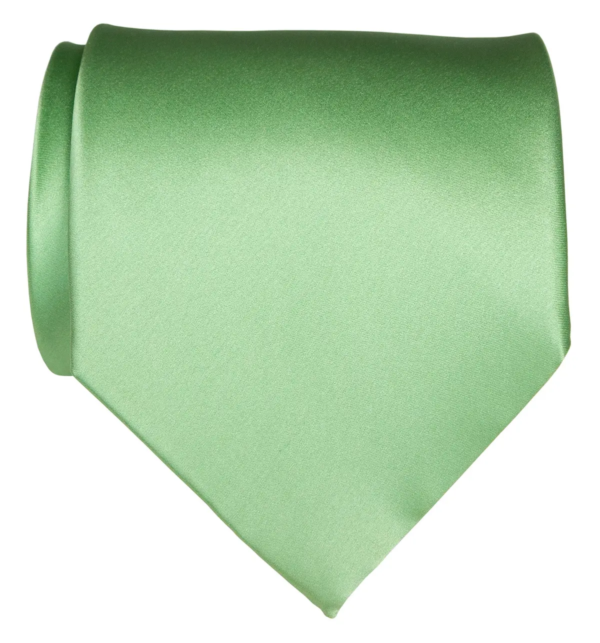 Clover Green Necktie. Solid Color Satin Finish Tie, No Print 1