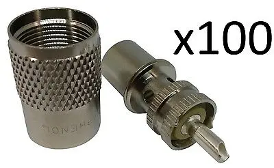 Coax Connectors - Amphenol (83-1Spb-15Rfx) Pl-259 / Uhf  [Lot Of 100] 1