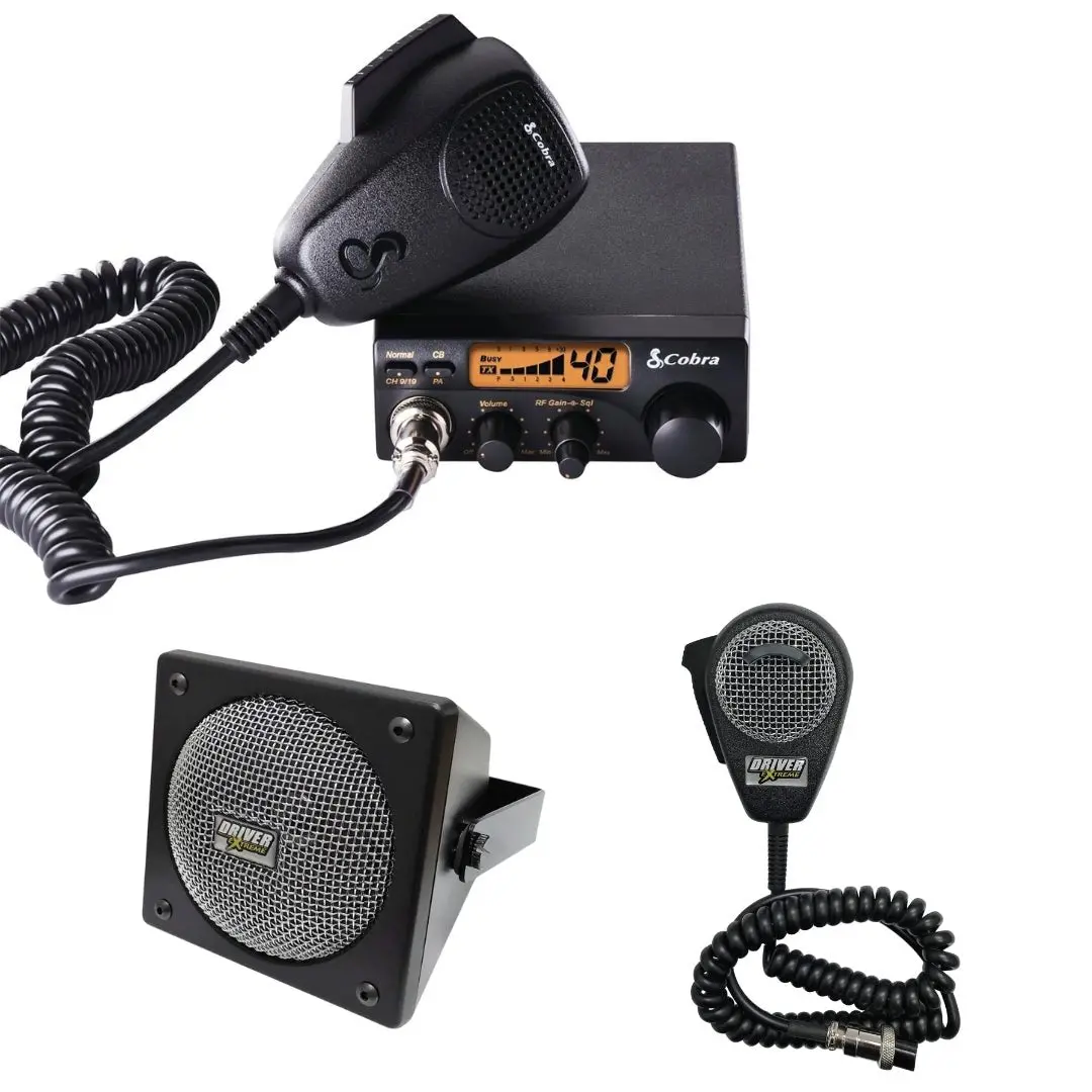 Cobra 19Dx Iv Mobile 40 Channel Cb Radio, Drx-9010 External Speaker, Drx-6560 4 Pin Noise Cancelling Dynamic Microphone, Combo 1